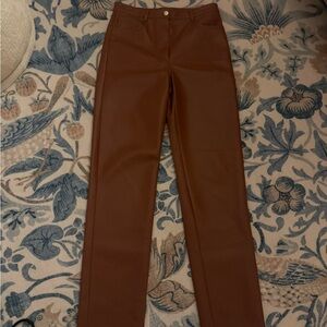 Aritzia Wilfred brown vegan leather pants